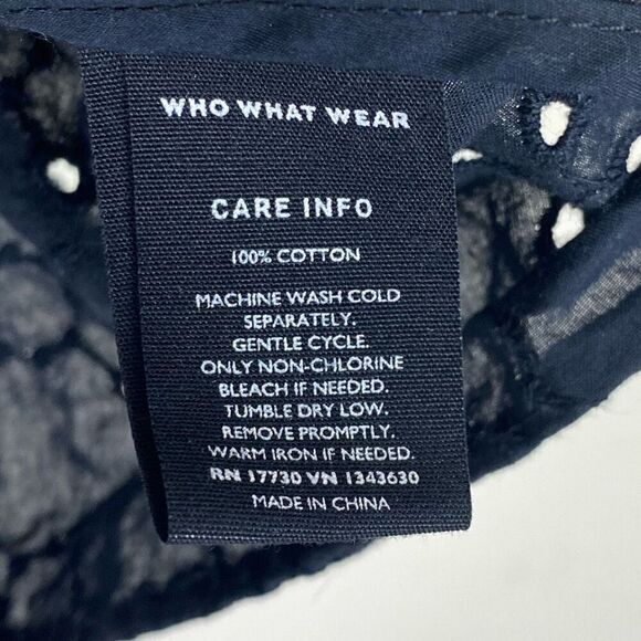 Who What Wear Black Ruffled Eyelet Lace Trim Peplum Blouse Top Size M - Picture 5 of 5